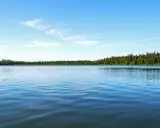 Spokojne jezioro Śniardwy z lasem w tle. Ciekawostki o tym największym polskim jeziorze czekają na odkrycie!