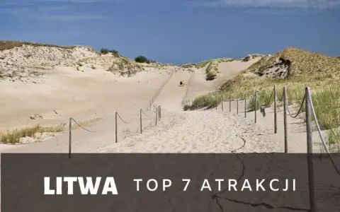 Piaskowe wydmy na Litwie, ścieżka z linami prowadząca na szczyt. Odkryj litwa atrakcje, w tym ten niezwykły krajobraz.