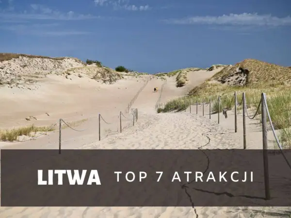 Piaskowe wydmy na Litwie, ścieżka z linami prowadząca na szczyt. Odkryj litwa atrakcje, w tym ten niezwykły krajobraz.